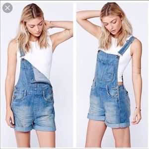 Free People denim overall shorts